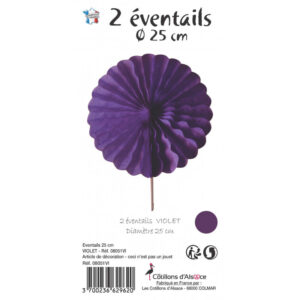 Éventails violet papier 25cm (lot de 2)