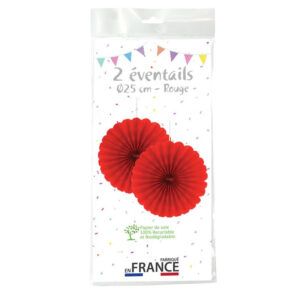 Éventails rouge papier 25cm (lot de 2)