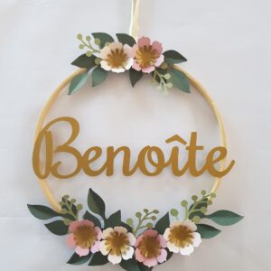 Couronne fleurs et prénom à personnaliser (modèle Benoite)