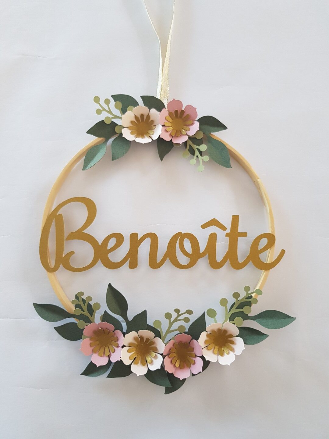 Couronne fleurs et prénom à personnaliser (modèle Benoite)