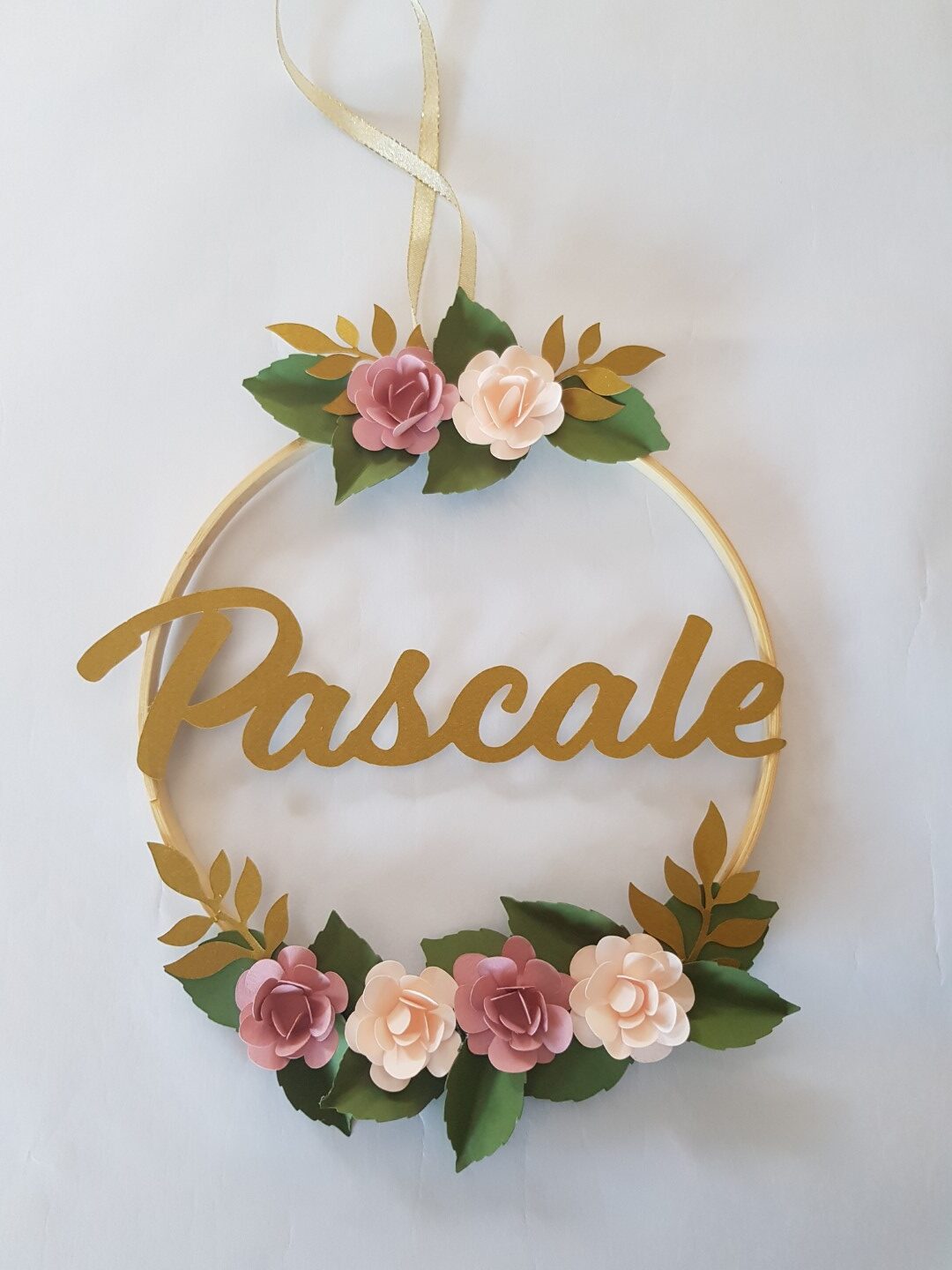 Couronne fleurs et prénom à personnaliser (modèle Pascale)